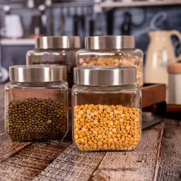 ROXX Transparent Glass Storage Jars (450 ml) - Set of 4 image 1