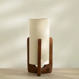 Ellementry Brown & Beige Wood Gren Shade Table Lamp image 4