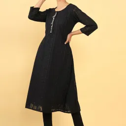 Soch Black Embroidered A Line Kurta image 1