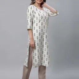 Aurelia Off-White Printed Straight Kurta image 4