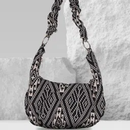 MINI WESST Black Printed Hobo Bag image 2