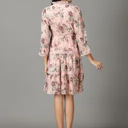 showoffff SHOWOFF Peach Floral Print A-Line Dress image 2