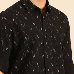 Cavallo by Linen Club Black Linen Slim Fit Casual Shirt image 5