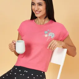 Dreamz by Pantaloons Coral Cotton Graphic Print T-Shirt image 4