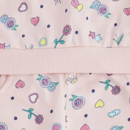 Pantaloons Baby Baby Pink Cotton Printed Full Sleeves Sweatshirt Set image 4