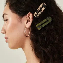 Accessorize London Tortoiseshell Snap Clips Pack of 2 image 2