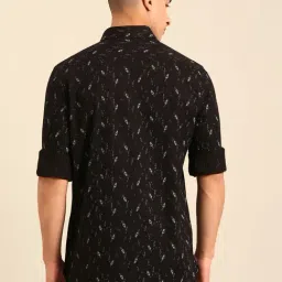 Cavallo by Linen Club Black Linen Slim Fit Casual Shirt image 2