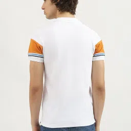 United Colors of Benetton White Pure Cotton Regular Colorblock T-Shirt image 2