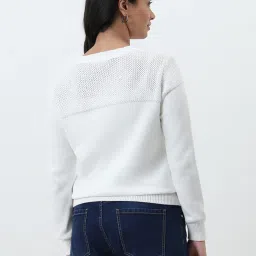 Gia by Westside White Knitted Cotton Sweater image 2