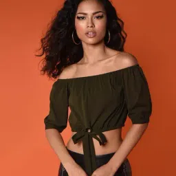 chimpaaanzee Chimpanzee Olive Regular Fit Crop Top-picture-26