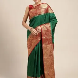 Mimosa Green Silk Woven Saree With Unstitched Blouse-image-21