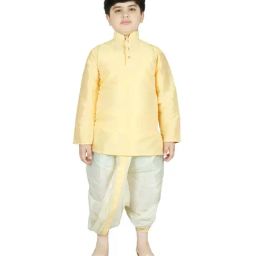 SG Yuvraj Kids Yellow & White Full Sleeves Kurta Set-picture-13