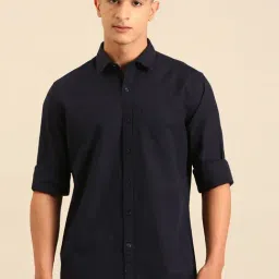 Cavallo by Linen Club Black Linen Slim Fit Casual Shirt-image-54