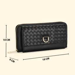 Forever Glam by Pantaloons Black Woven Medium Zip Around Wallet for Women image 4