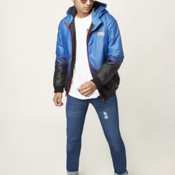 Coolsters by Pantaloons Kids Blue & Black Color Block Full Sleeves Jacket image 4