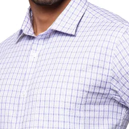 Park Avenue Violet & White Slim Fit Check Shirt image 4