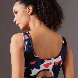 Clovia Blue Printed Sports Bra With Removable Cups image 2