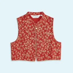 Akkriti by Pantaloons Kids Red Floral Print Dress Set image 4