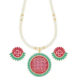 Sri Jagdamba Pearls Multicolor Alloy Classic Necklace Set image 1