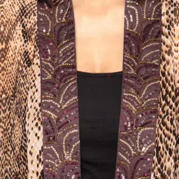 First Resort By Ramola Bachchan Brown Animal Print Kimono image 4