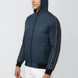 Academy By Van Heusen Blue Slim Fit Printed Hooded Jacket image 3