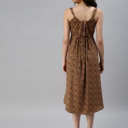 showoffff SHOWOFF Brown Animal Print Midi Fit & Flare Dress image 2