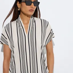 Wardrobe by Westside Off-White Stripe Printed Top image 4