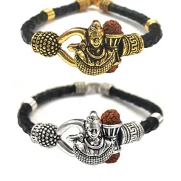 Divine souvenirs Unisex Set Of 2 Rudraksha Beaded Wraparound Leather Bracelet-picture-16