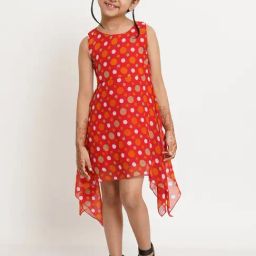 Creative Kid's Girls Red & Yellow Printed Dress-picture-46