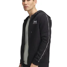 UNDER ARMOUR Black Icon Fleece Full-Zip Taping Slim Fit Jacket-image-40