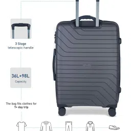 Carriall Groove Grey Striped Hard Trolley Bag Pack of 2 - 55cms & 75cms image 4