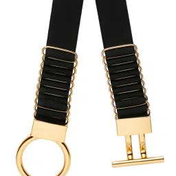 Teakwood Leathers Black Interlock Stretchable Wide Casual Belt For Women image 4