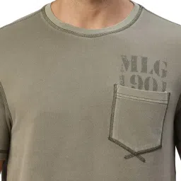 Royal Enfield Classic 1901 Rider Light Olive Regular Fit Printed Crew T-Shirt image 4