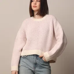 Only Light Pink Self Design Pullover image 2