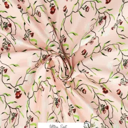 Bianca Palladium Apricot Cotton Floral 144 TC King Flat Bedsheet with 2 Pillow Covers image 4