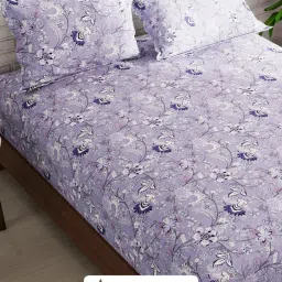 KOPA Envogue Lavender Microfibre Floral 152 TC Double Flat Bedsheet with 2 Pillow Covers image 4