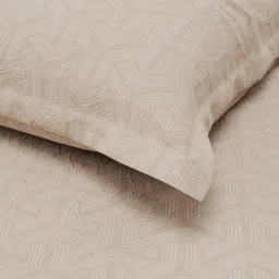 Nautica Marina Bay Beige Cotton Geometric 250 TC Single Flat Bedsheet with 1 Pillow Cover image 4
