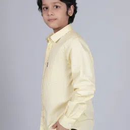 Cantabil Boys Yellow Cotton Solid Shirt image 4