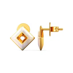 Joyalukkas 18k Gold Style-square Glowing Milk Color Pendant & Earrings Set image 4