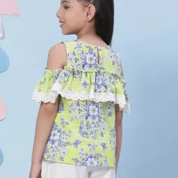 BIBA Girls Lime Green Printed Top image 2