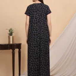 Sweet Dreams Navy Cotton Printed Nighty image 2