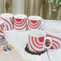 Femora Red Ceramic Handcrafted Tea Cups (0.18 L) - Set of 6 image 2