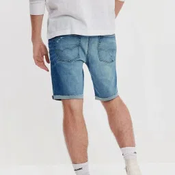 American Eagle Blue Regular Fit Denim Shorts image 2
