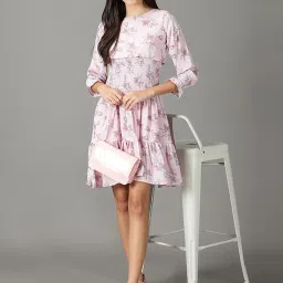 showoffff SHOWOFF Pink Floral Print A-Line Dress image 5