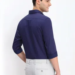 Allen Solly Navy Cotton Slim Fit Printed Shirt image 2