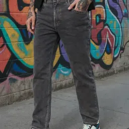 Bewakoof Grey Blended Straight Fit Solid Jeans-image-69