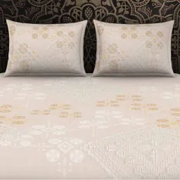 Spaces Rangana Digital Printed Taupe 300 TC Cotton Double Bedsheet with 2 Pillow Covers image 2