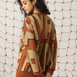 Hubberholme Brown & Beige Printed Sweater image 2