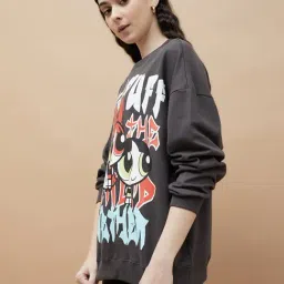 Ginger by Lifestyle Grey Cotton Regular Fit Printed Sweatshirt image 3