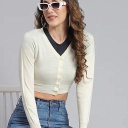 Monte Carlo Off White Wool Crop Cardigan-picture-37